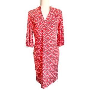 Banana Republic Women’s Orange‎ Geo Print Midi Pullover Dress Size Small Spring